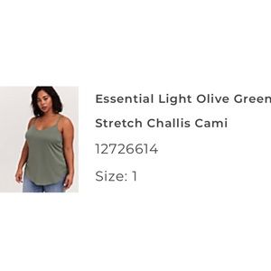 ESSENTIAL LIGHT OLIVE GREEN STRETCH CHALLIS CAMI